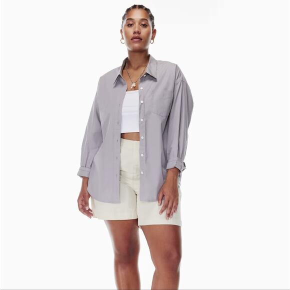 Wilfred Free Purple Slate Ardoise Mauve Long Sleeve Button Up Large NWT - Picture 1 of 9